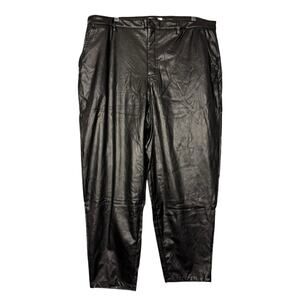 Juicy Couture Black Vegan Faux Leather Felt Lined Stretch Pants 18W Rock Punk